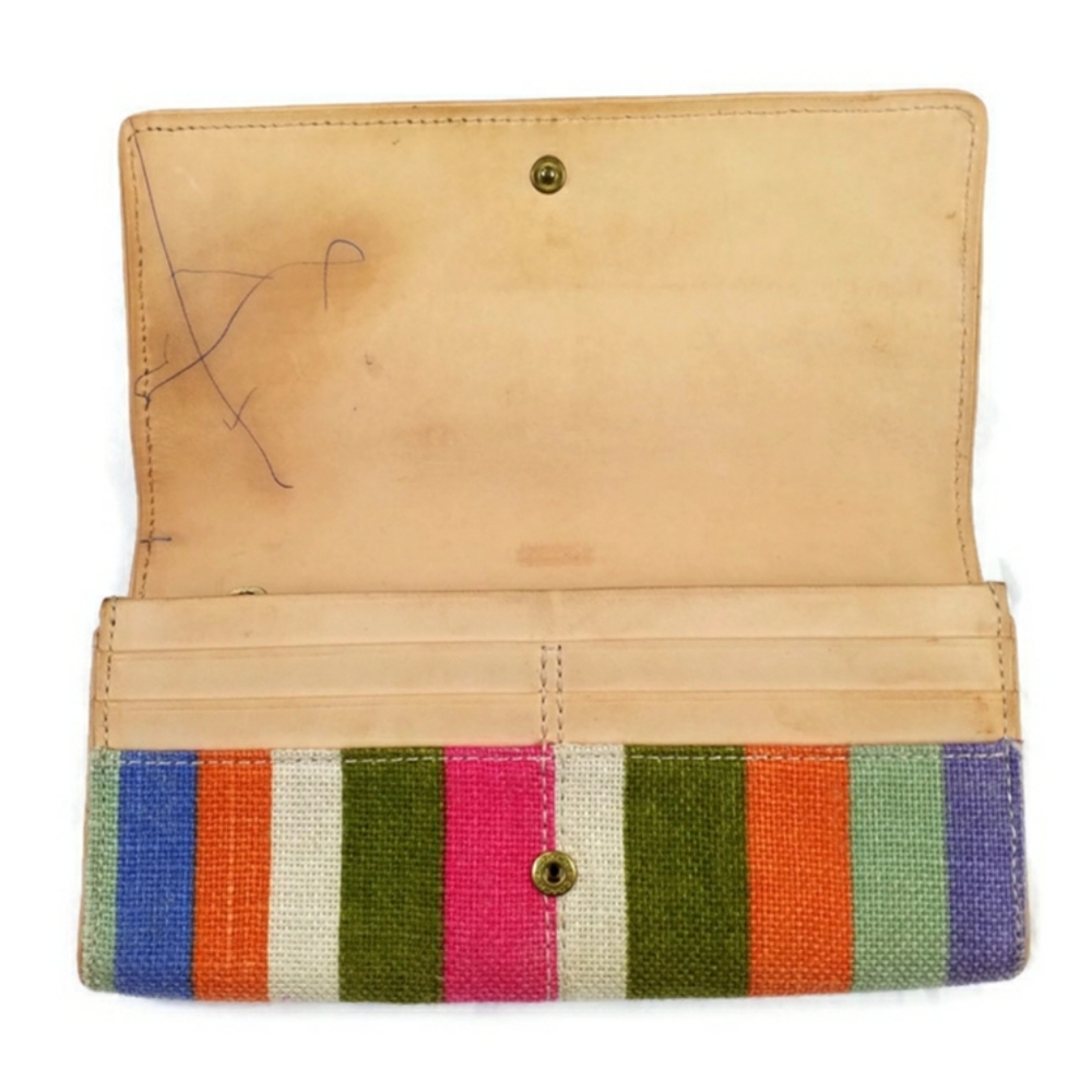 Coach 42567 Bonnie Hampton Legacy Multicolor Stripe Canvas & Leather Wallet Ret. - Picture 6 of 14